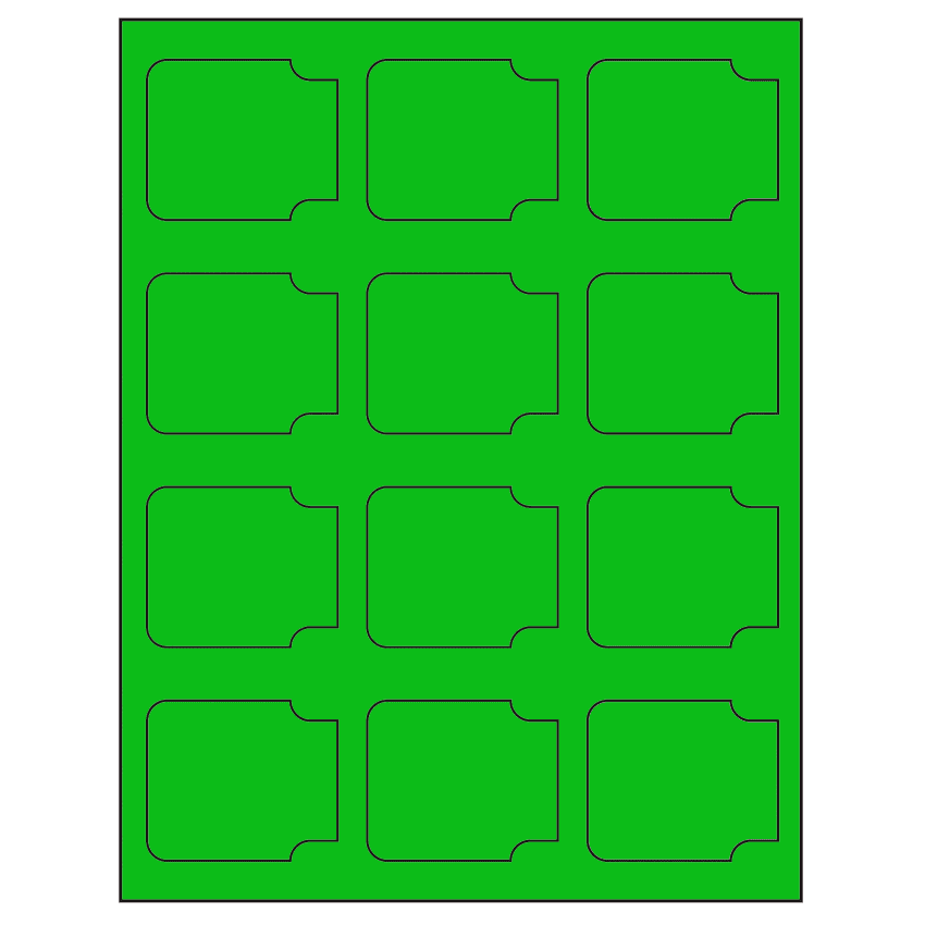 2.38" x 2" Fluorescent Green Sheet Labels