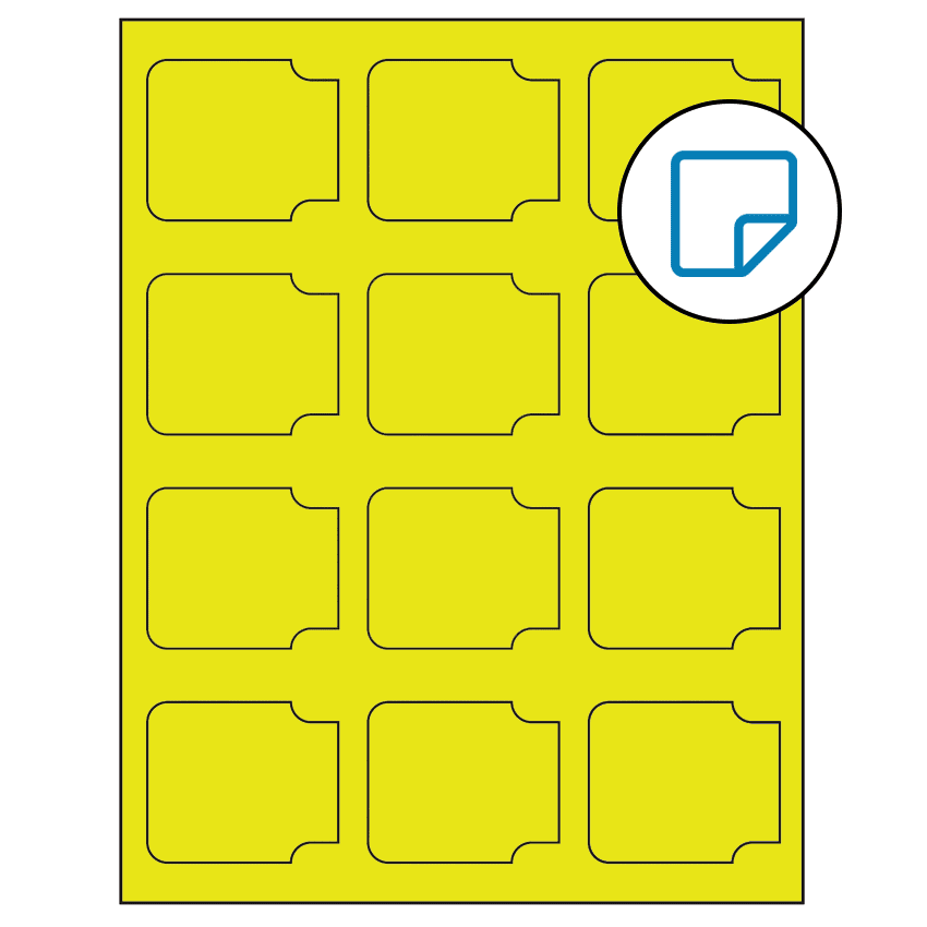 2.38" x 2" Fluorescent Yellow Sheet Labels - Removable Adhesive