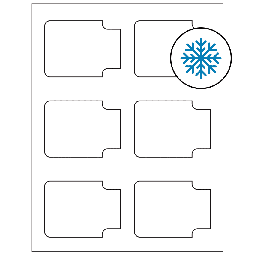 3.372" x 2.5" White Sheet Labels - Freezer Grade Adhesive