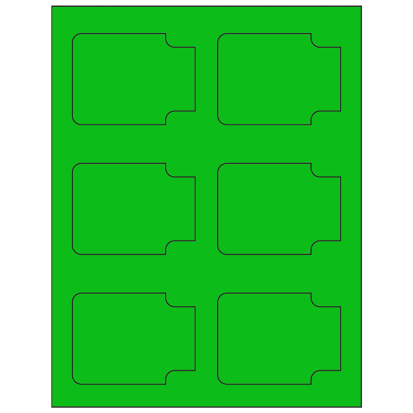 3.372" x 2.5" Fluorescent Green Sheet Labels