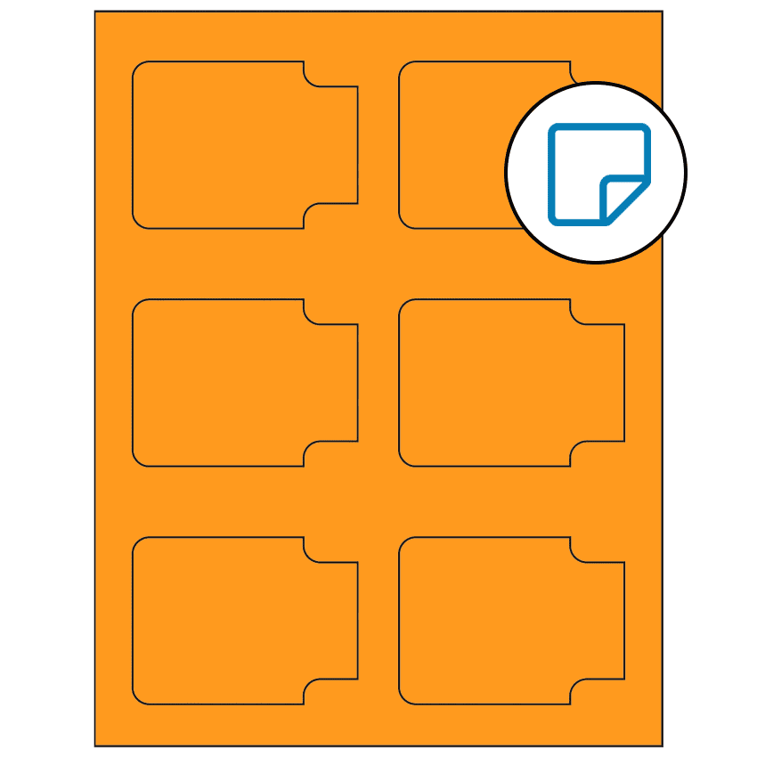 3.372" x 2.5" Fluorescent Orange Sheet Labels - Removable Adhesive