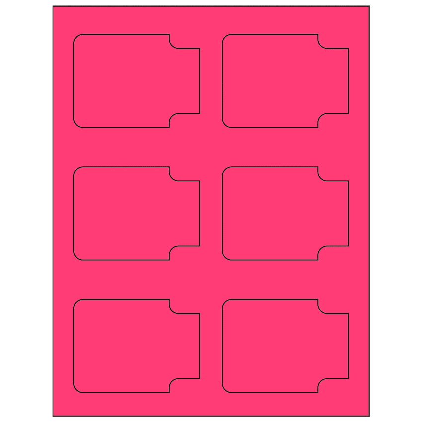 3.372" x 2.5" Fluorescent Pink Sheet Labels