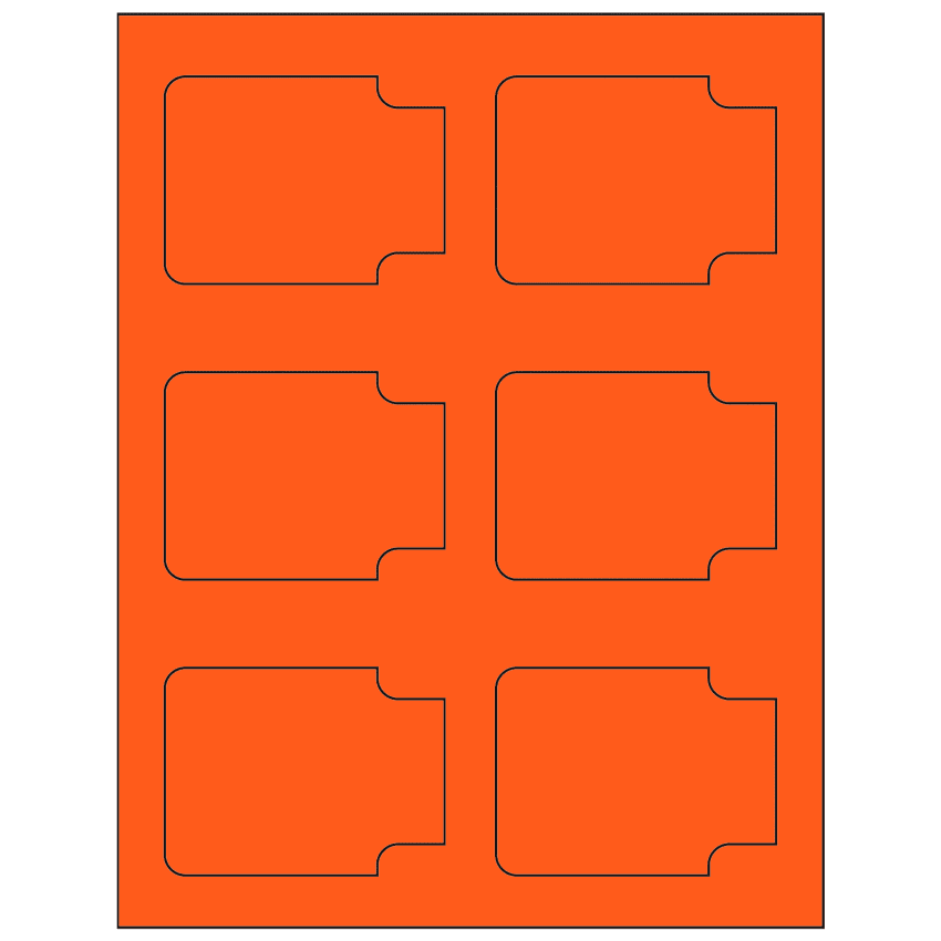 3.372" x 2.5" Fluorescent Red Sheet Labels