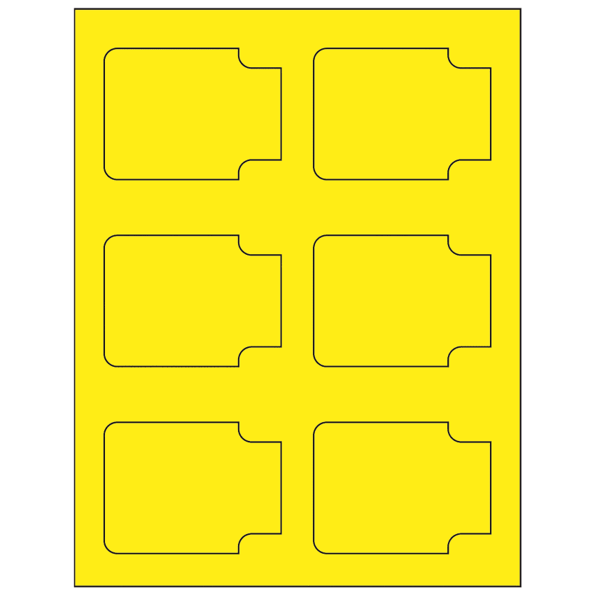 3.372" x 2.5" Fluorescent Yellow Sheet Labels