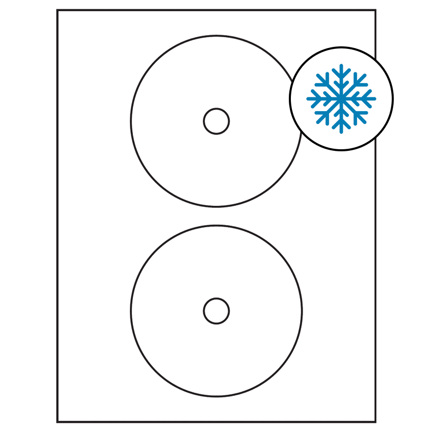 4.57" White Circular Sheet Labels - Freezer Grade Adhesive