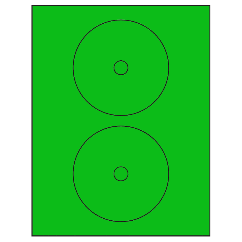 4.57" Fluorescent Green Circular Sheet Labels
