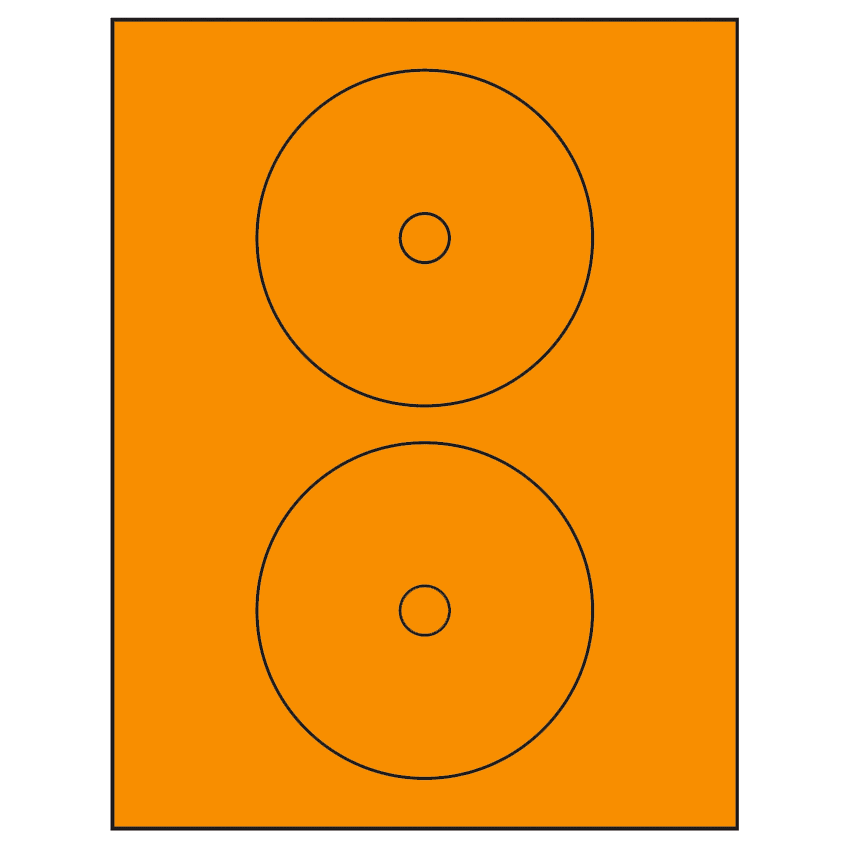 4.57" Fluorescent Orange Circular Sheet Labels