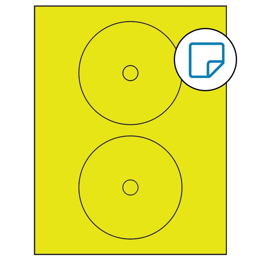 4.57" Fluorescent Yellow Circular Sheet Labels - Removable Adhesive