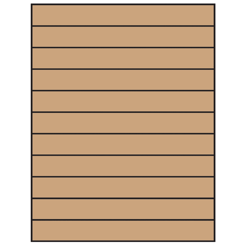 8.5" x 1" Brown Kraft Rectangular Sheet Labels