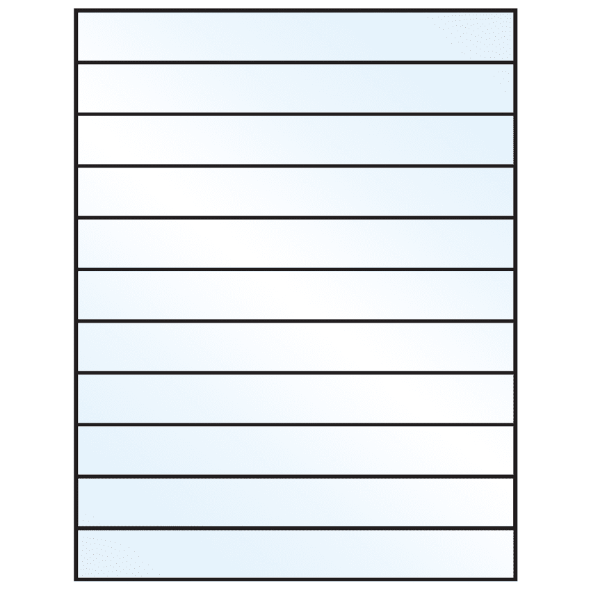8.5" x 1" Crystal Clear Rectangular Sheet Labels