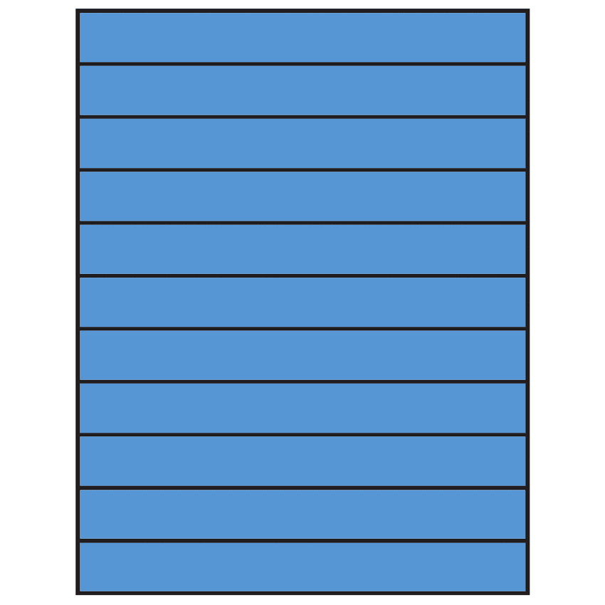 8.5" x 1" Fluorescent Blue Rectangular Sheet Labels