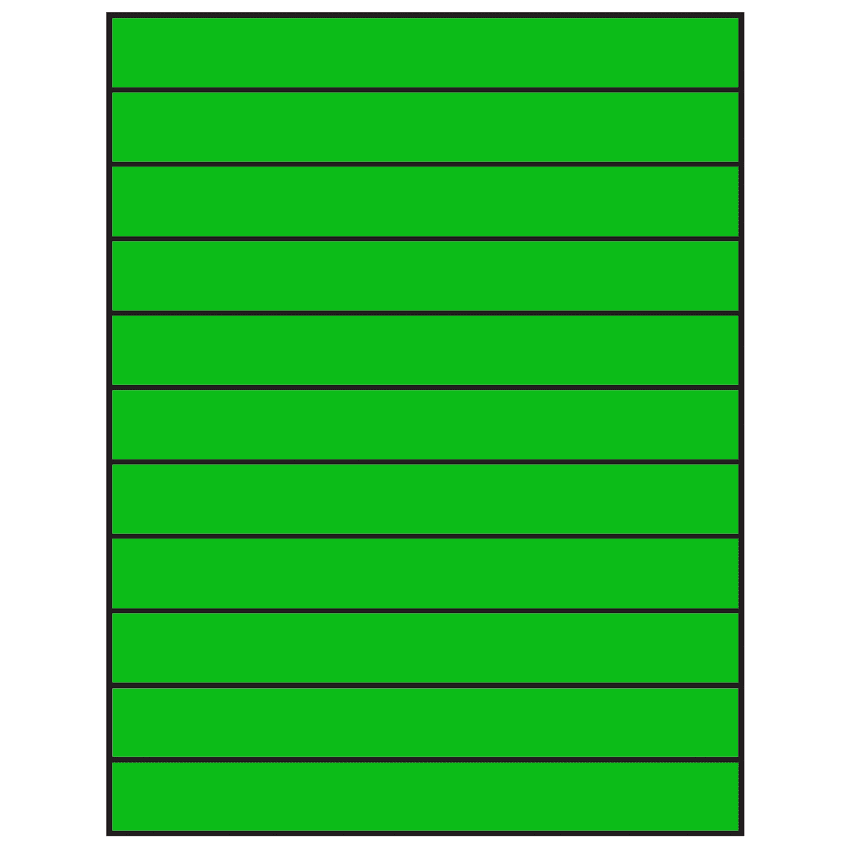8.5" x 1" Fluorescent Green Rectangular Sheet Labels