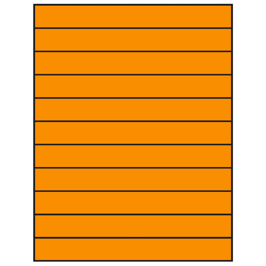 8.5" x 1" Fluorescent Orange Rectangular Sheet Labels