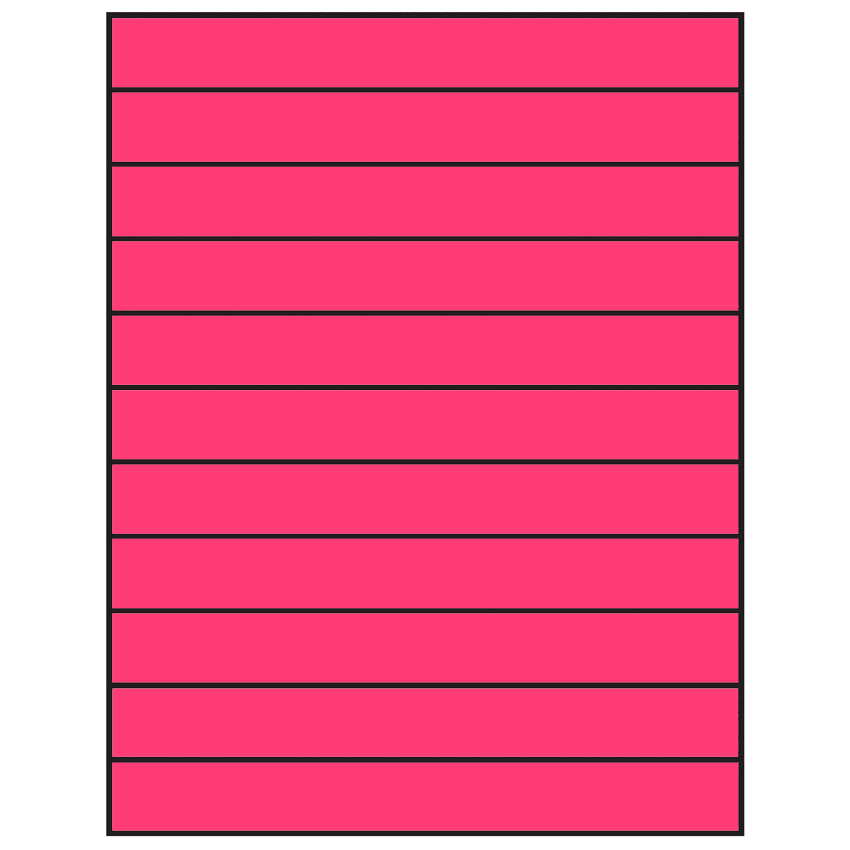 8.5" x 1" Fluorescent Pink Rectangular Sheet Labels
