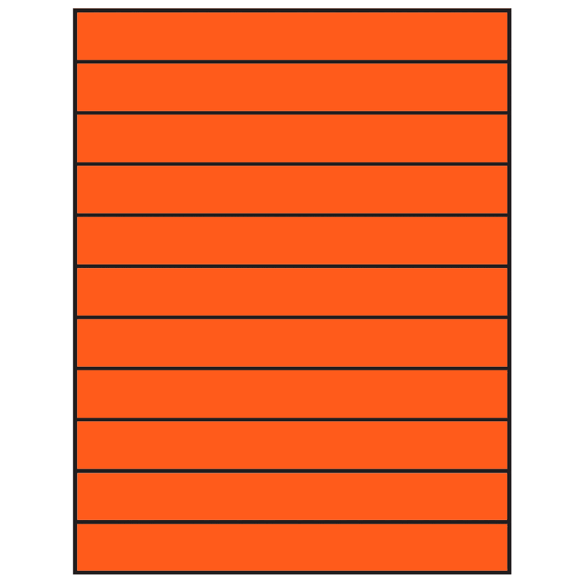 8.5" x 1" Fluorescent Red Rectangular Sheet Labels