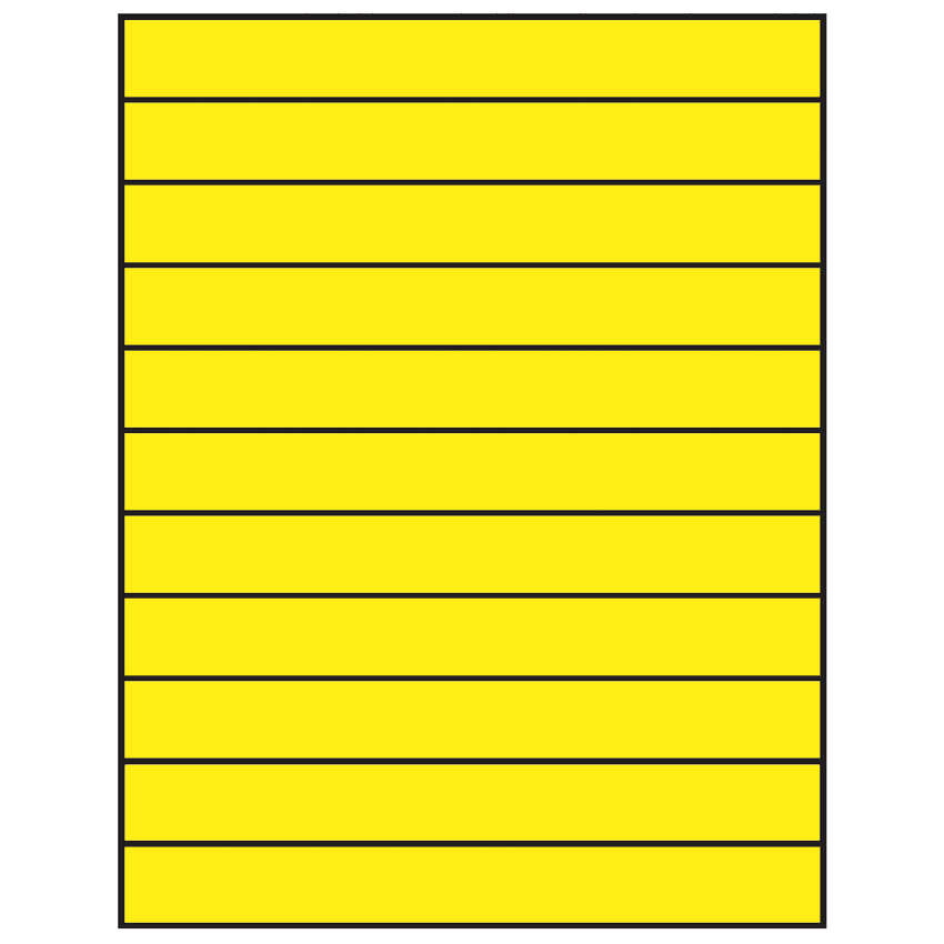 8.5" x 1" Fluorescent Yellow Rectangular Sheet Labels