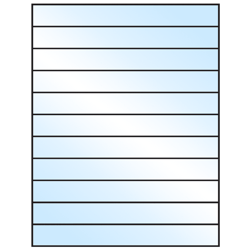 8.5" x 1" White Premium High Gloss Rectangular Sheet Labels