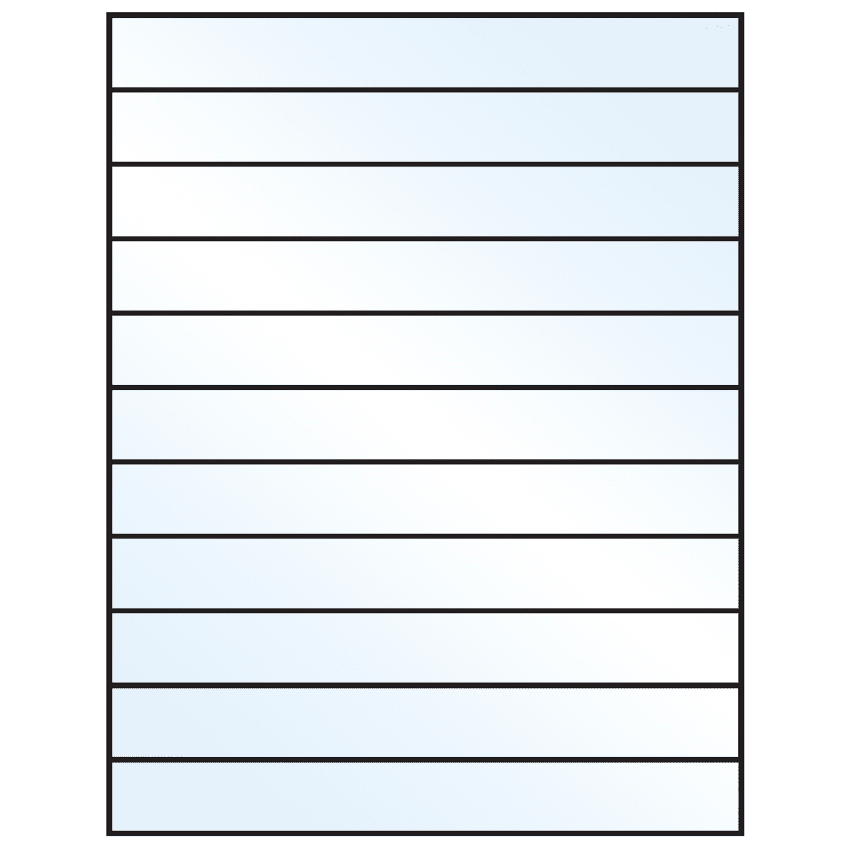 8.5" x 1" White Mid Gloss Rectangular Sheet Labels