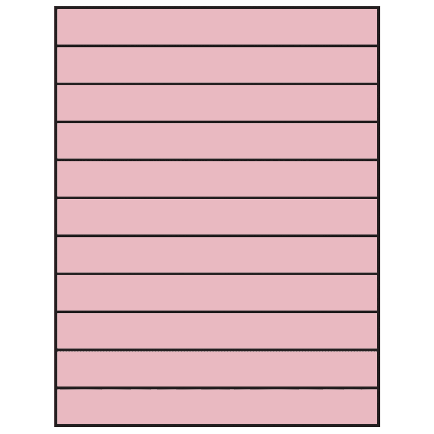 8.5" x 1" Pastel Pink Rectangular Sheet Labels