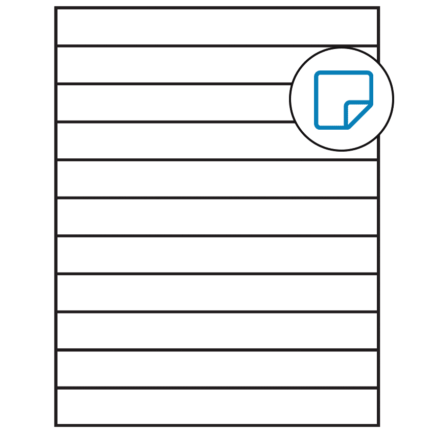 8.5" x 1" White Rectangular Sheet Labels - Removable Adhesive