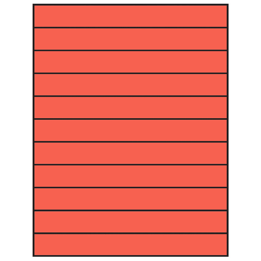 8.5" x 1" Red Rectangular Sheet Labels