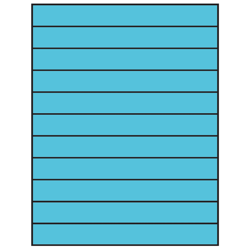 8.5" x 1" Turquoise Rectangular Sheet Labels
