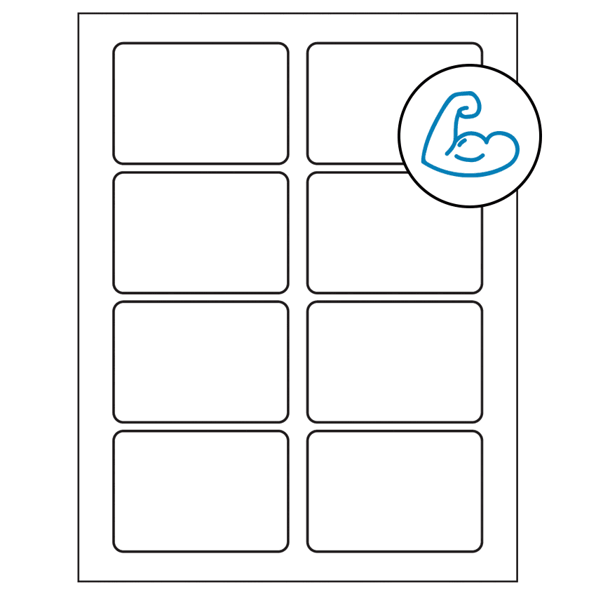 3.375" x 2.33" White Rectangular Sheet Labels - Ultra Aggressive Adhesive