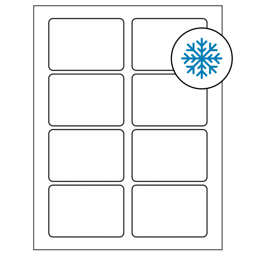 3.375" x 2.33" White Rectangular Sheet Labels - Freezer Grade Adhesive