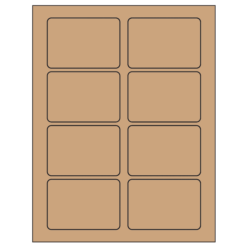 3.375" x 2.33" Brown Kraft Rectangular Sheet Labels