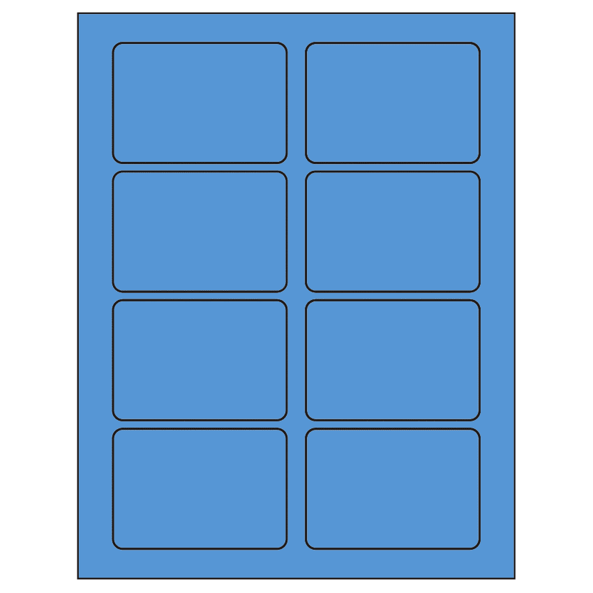3.375" x 2.33" Fluorescent Blue Rectangular Sheet Labels