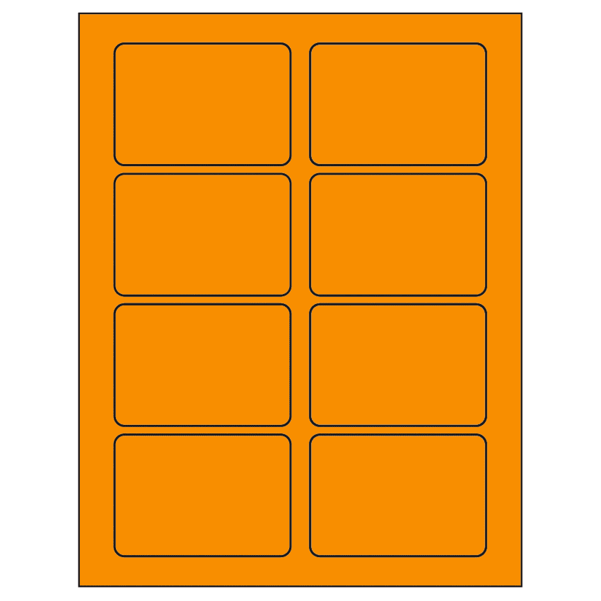 3.375" x 2.33" Fluorescent Orange Rectangular Sheet Labels