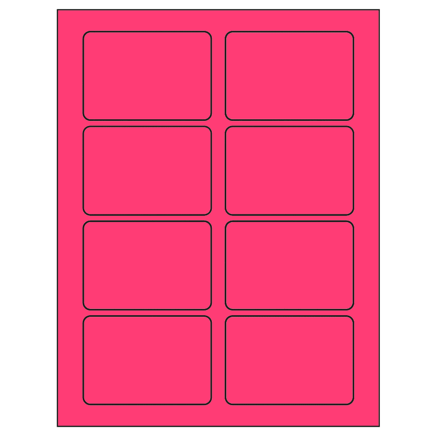 3.375" x 2.33" Fluorescent Pink Rectangular Sheet Labels