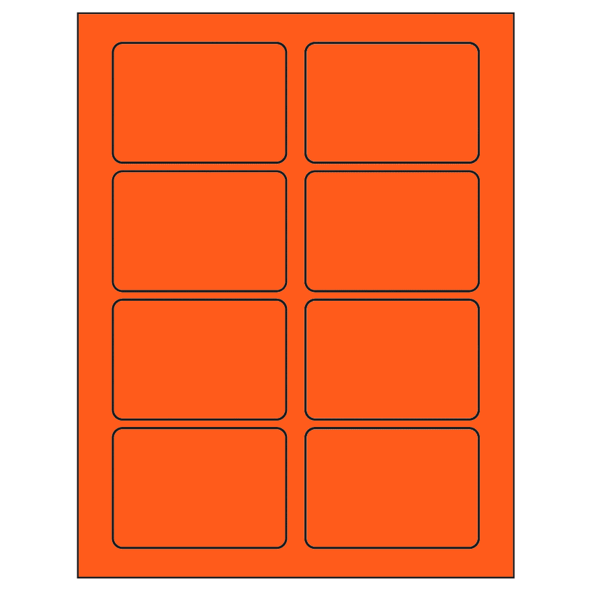 3.375" x 2.33" Fluorescent Red Rectangular Sheet Labels