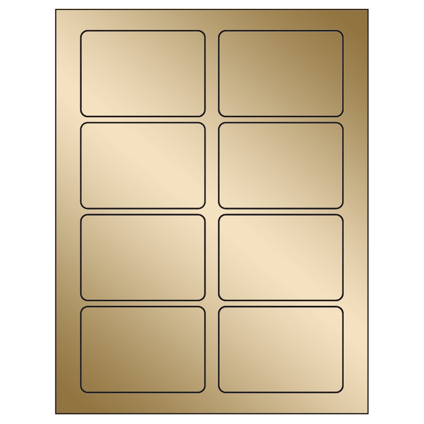 3.375" x 2.33" Gold Foil Rectangular Sheet Labels