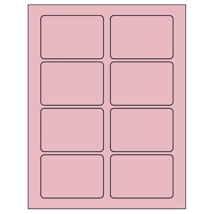 3.375" x 2.33" Pastel Pink Rectangular Sheet Labels
