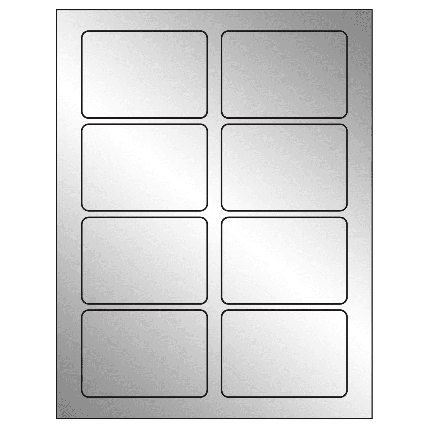 3.375" x 2.33" Silver Foil Rectangular Sheet Labels