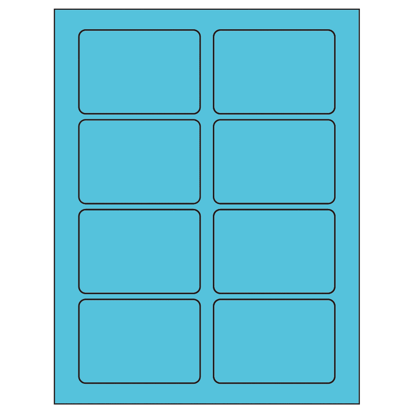 3.375" x 2.33" Turquoise Rectangular Sheet Labels