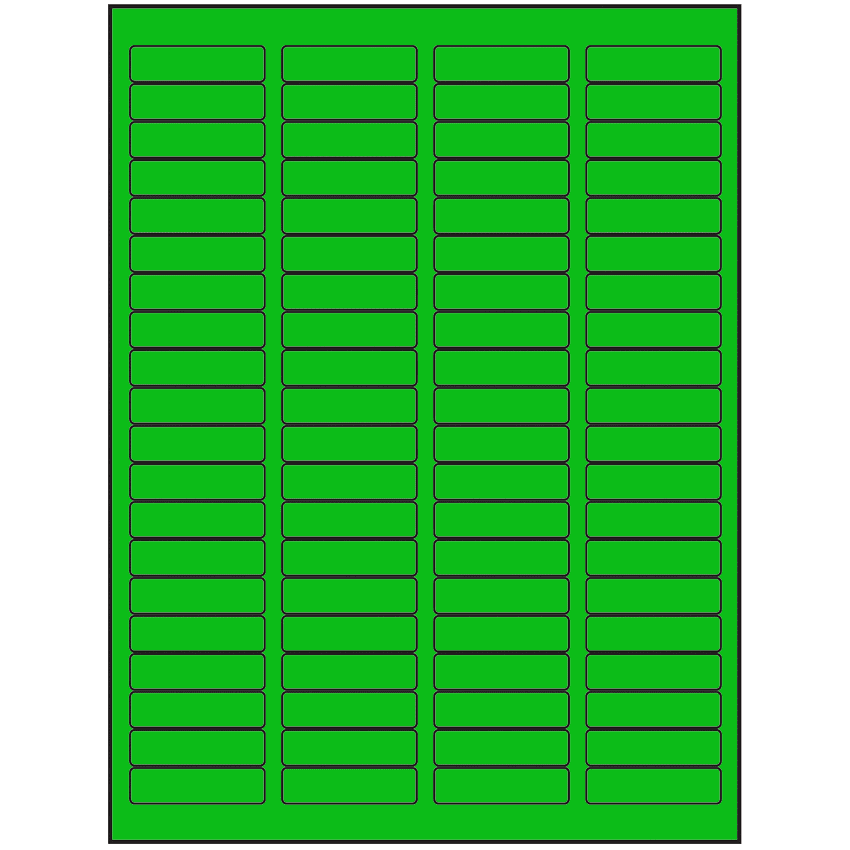 1.75" x 0.5" Fluorescent Green Rectangular Sheet Labels (80-UP)