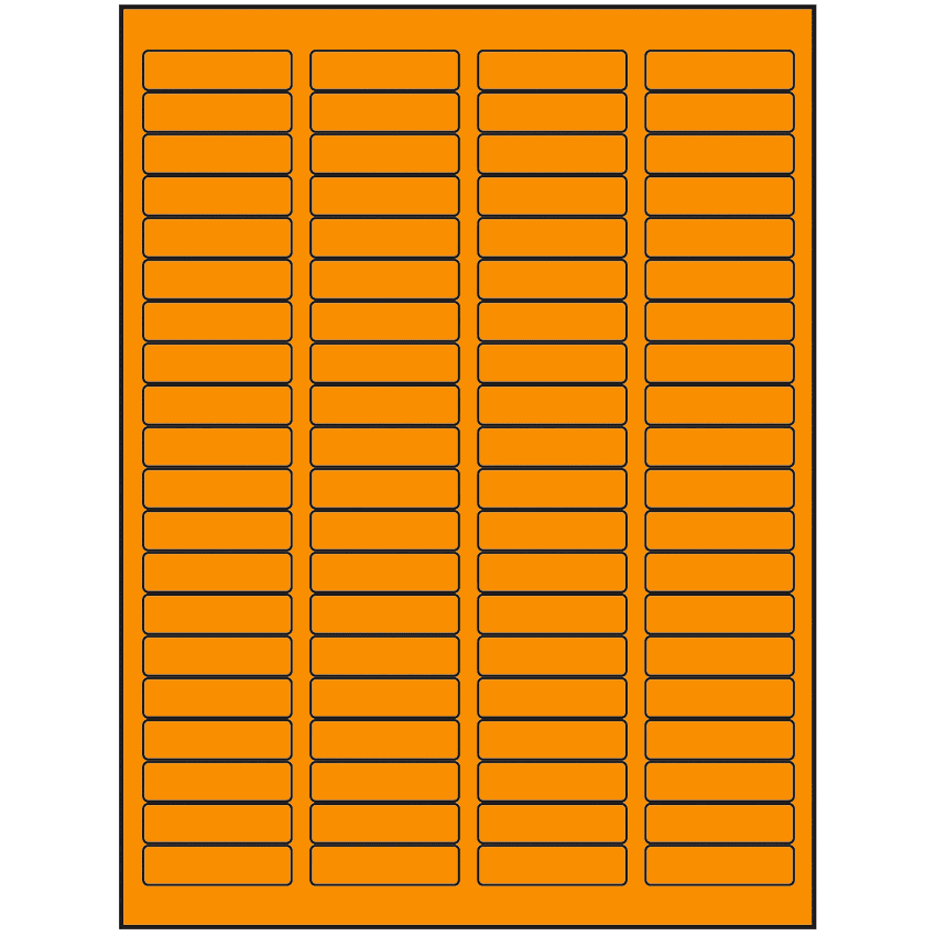 1.75" x 0.5" Fluorescent Orange Rectangular Sheet Labels (80-UP)