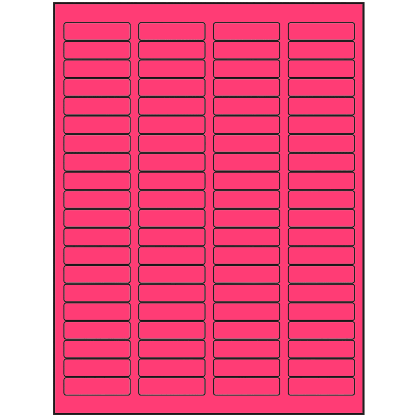 1.75" x 0.5" Fluorescent Pink Rectangular Sheet Labels (80-UP)