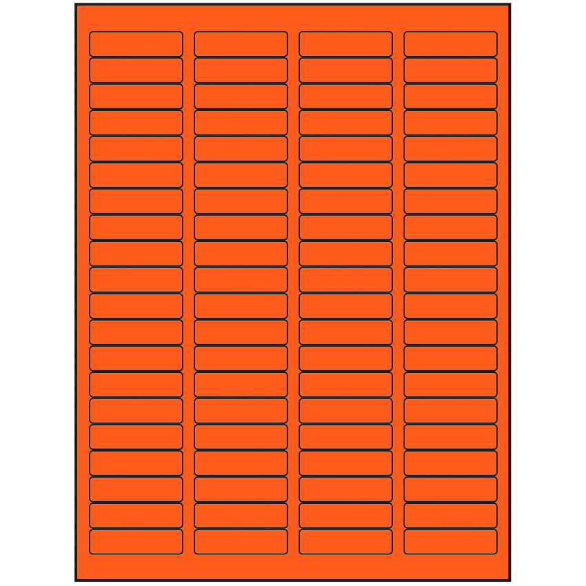1.75" x 0.5" Fluorescent Red Rectangular Sheet Labels (80-UP)