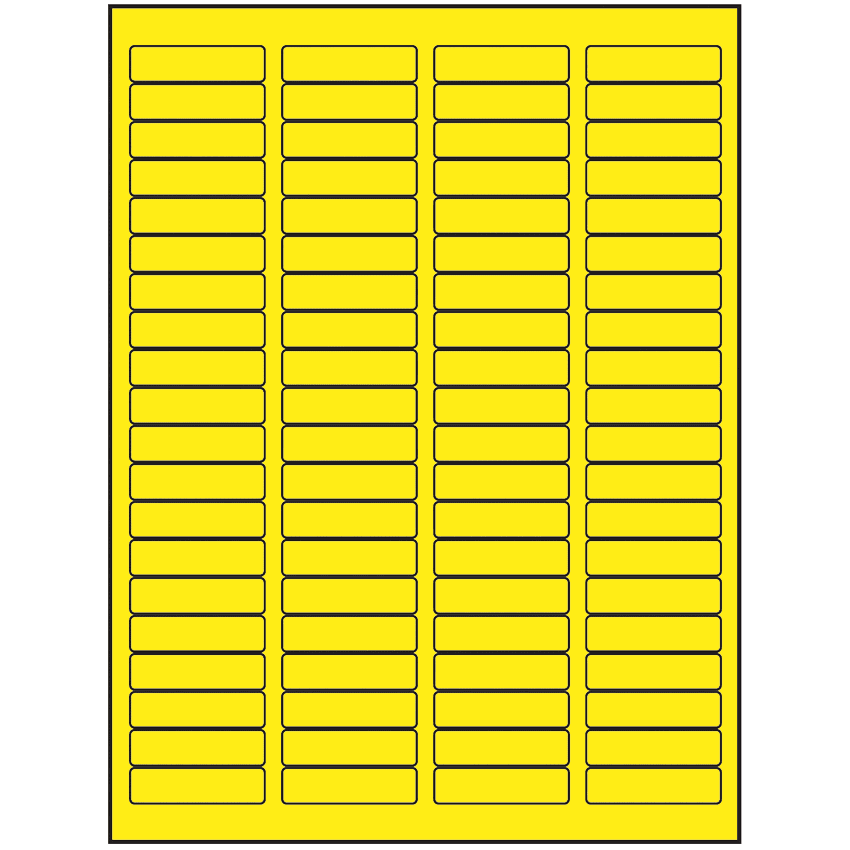 1.75" x 0.5" Fluorescent Yellow Rectangular Sheet Labels (80-UP)