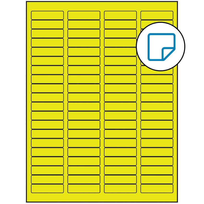 1.75" x 0.5" Fluorescent Yellow Rectangular Sheet Labels (80-UP) - Removable Adhesive