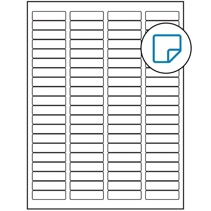 1.75" x 0.5" White Rectangular Sheet Labels (80-UP) - Removable Adhesive
