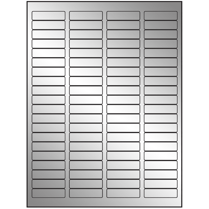 1.75" x 0.5" Silver Foil Rectangular Sheet Labels (80-UP)