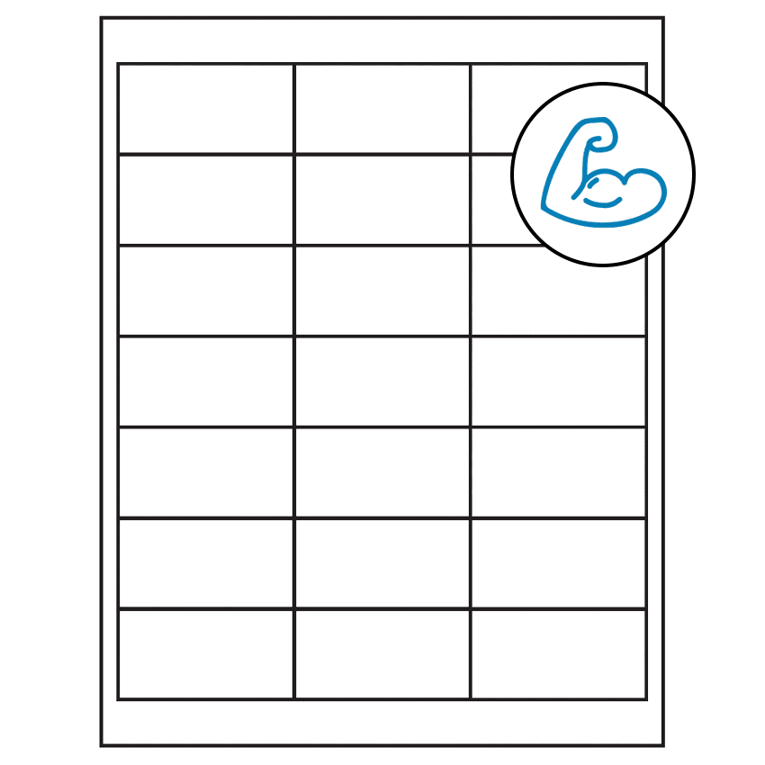 2.66" x 1.375" White Rectangular Sheet Labels - Ultra Aggressive Adhesive