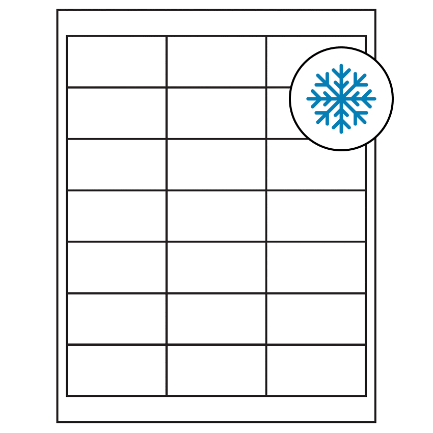 2.66" x 1.375" White Rectangular Sheet Labels - Freezer Grade Adhesive