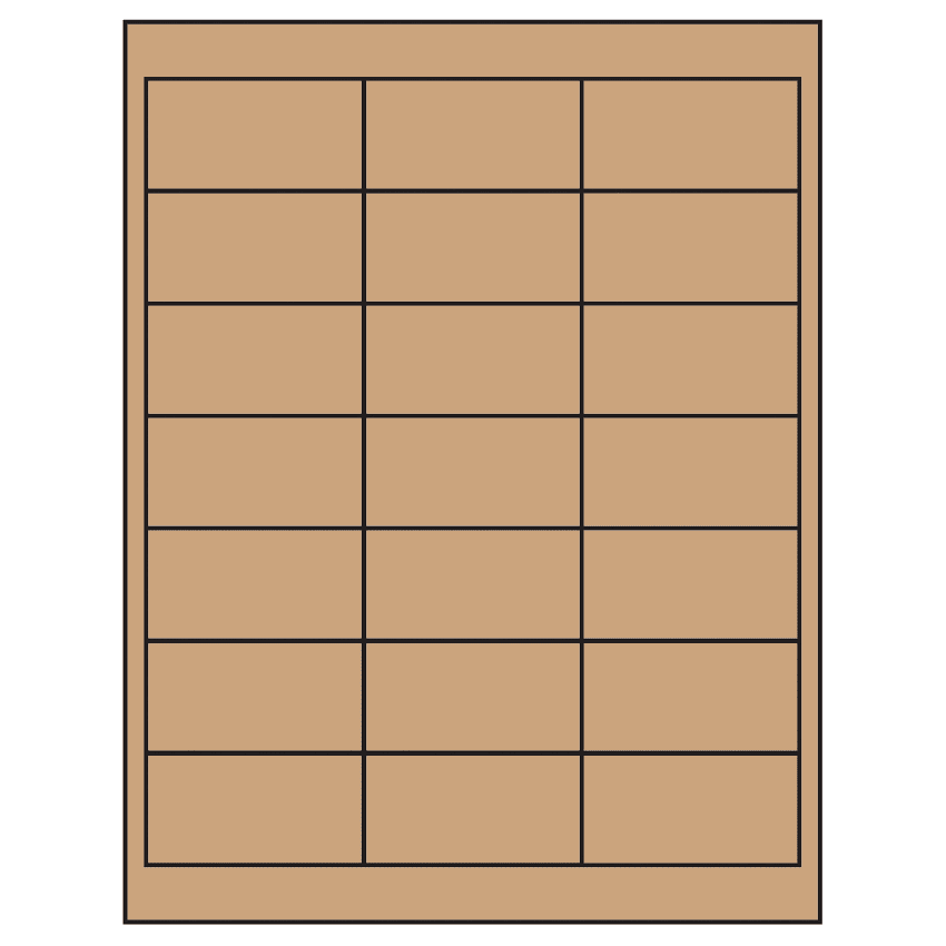 2.66" x 1.375" Brown Kraft Rectangular Sheet Labels