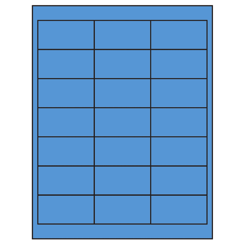 2.66" x 1.375" Fluorescent Blue Rectangular Sheet Labels