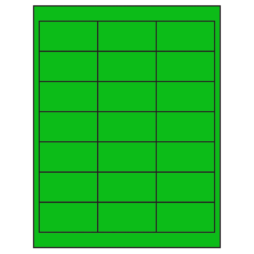 2.66" x 1.375" Fluorescent Green Rectangular Sheet Labels